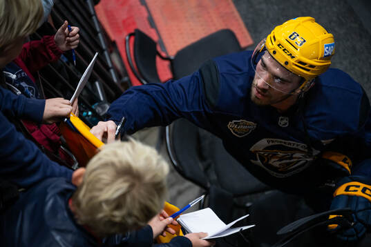Adam Wilsby at a practice session with Nashville Predators
