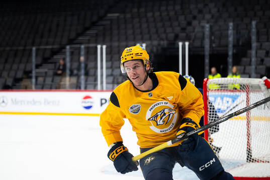 Erik Haula at a practice session with Nashville Predators