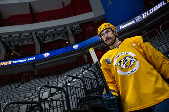 Filip Forsberg at a practice session with Nashville
