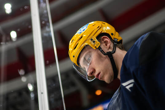 Matthew Wood at a practice session with Nashville Predators