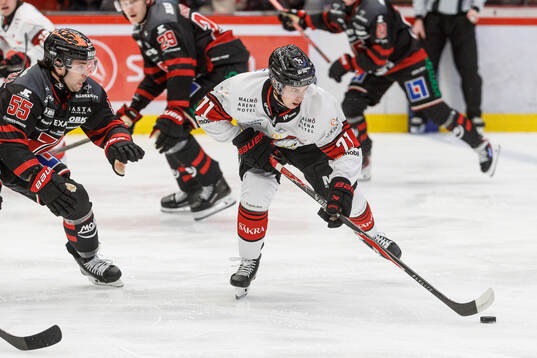Örebros David Quenneville och Malmö Redhawks Isac Nilsson