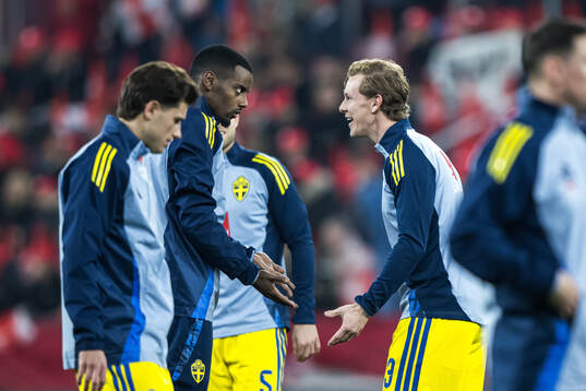 Alexander Isak and Emil Krafth of Sweden