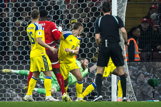 Breel Embolo of Switzerland scores the 1-0 goal behind