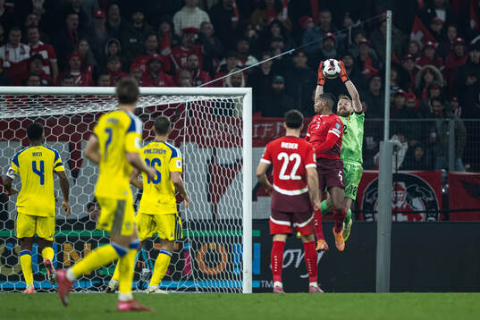 Manuel Akanji of Switzerland and goalkeeper Viktor