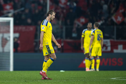 Benjamin Nygren of Sweden looks dejected
