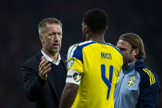 Head coach Graham Potter and Isak Hien of Sweden