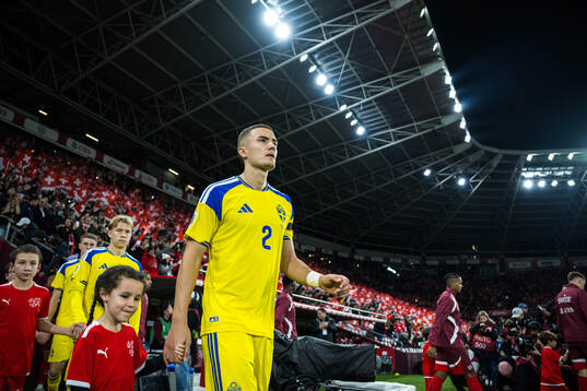 Gustaf Lagerbielke of Sweden enters the pitch for the FIFA