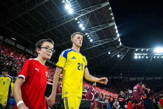 Alexander Bernhardsson of Sweden enters the pitch for the