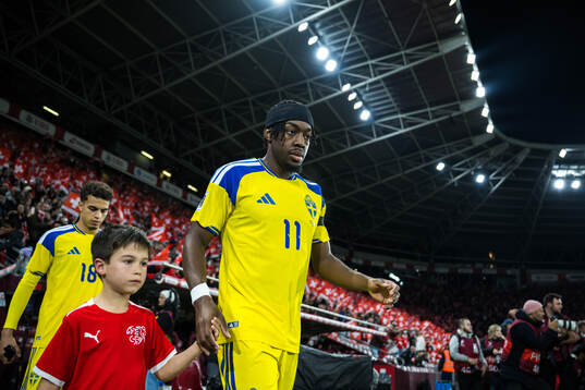 Anthony Elanga of Sweden enters the pitch for the FIFA
