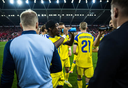Anthony Elanga of Sweden drinks