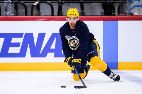 Adam Wilsby at a practice session with Nashville Predators