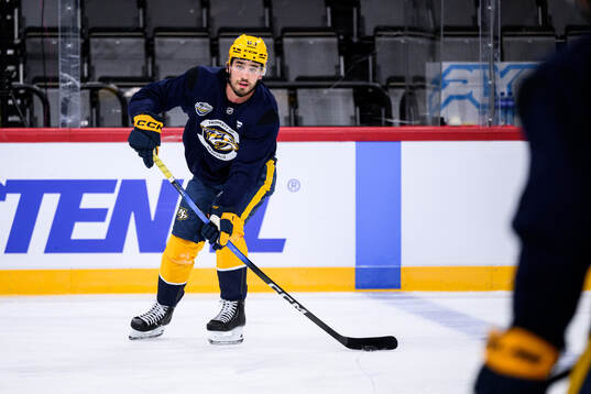 Adam Wilsby at a practice session with Nashville Predators