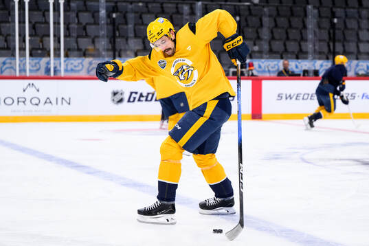 Filip Forsberg at a practice session with Nashville