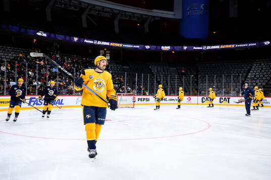 Filip Forsberg at a practice session with Nashville
