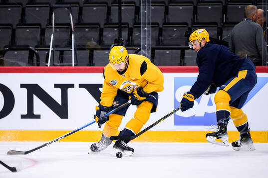 Filip Forsberg at a practice session with Nashville