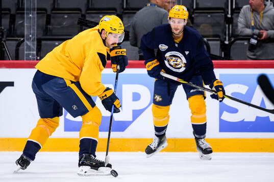 Filip Forsberg at a practice session with Nashville