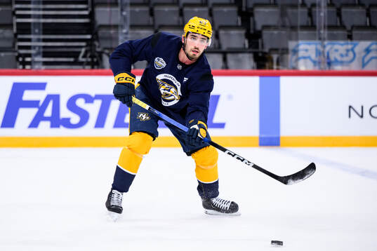 Adam Wilsby at a practice session with Nashville Predators