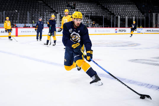 Adam Wilsby at a practice session with Nashville Predators