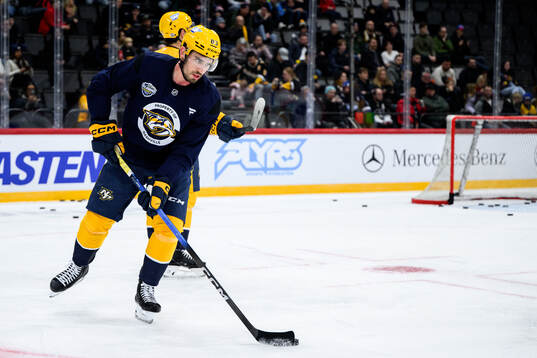 Adam Wilsby at a practice session with Nashville Predators