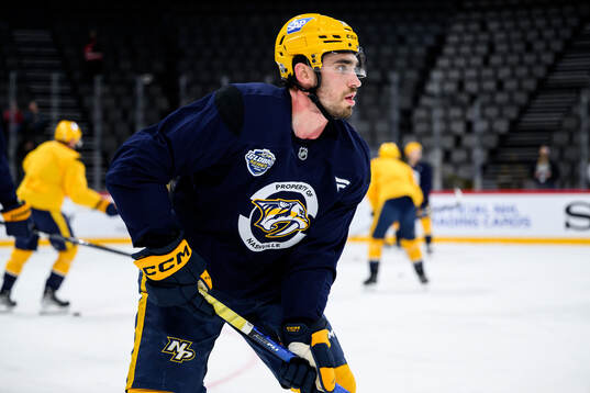 Adam Wilsby at a practice session with Nashville Predators