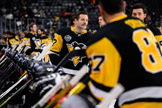 Bryan Rust at a practice session with Pittsburgh Penguins