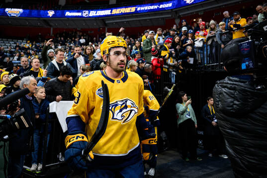 Adam Wilsby at a practice session with Nashville Predators