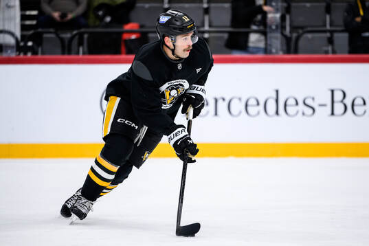 Bryan Rust at a practice session with Pittsburgh Penguins