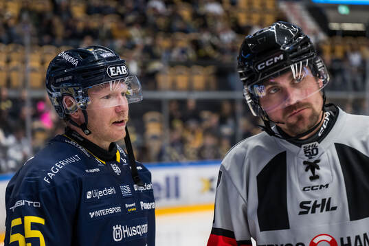 HV71s Andreas Borgman och Domare David Laksola