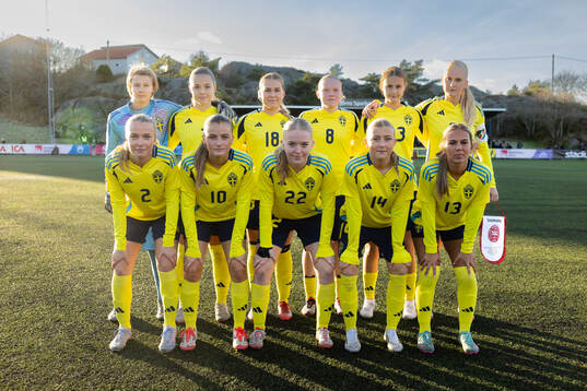 Sveriges startelva, övre raden fr.v. målvakt Ellen