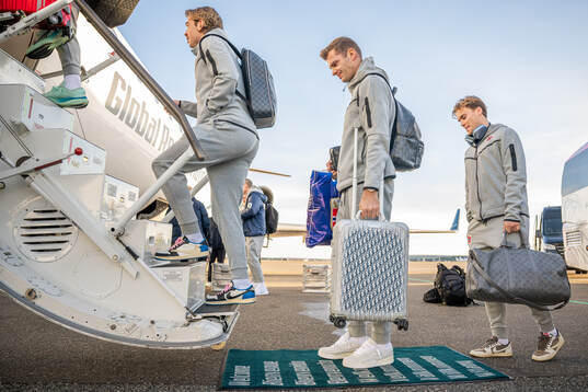 Alexander Sørloth and Kristian Arnstad of the Norwegian