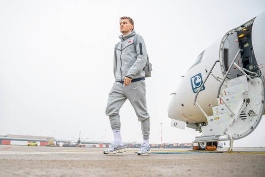 Martin Ødegaard arrives at Milano Malpensa Airport