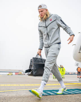 Erling Braut Haaland arrives at Milano Malpensa Airport
