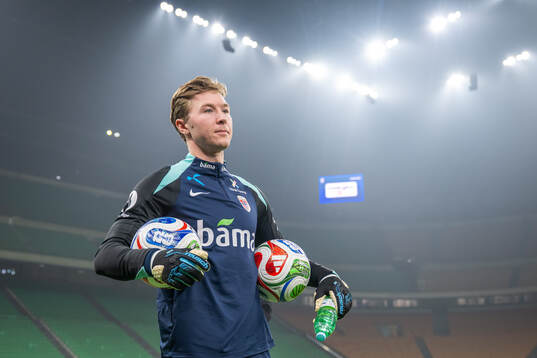 Goalkeeper Mathias Dyngeland of the Norwegian national
