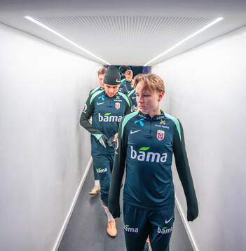 Antonio Nusa and Andreas Schjelderup of the Norwegian