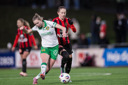 Hammarbys Bea Sprung och Brommapojkarnas Ida Bengtsson