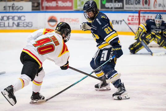 Brynäs Noora Tulus och HV71s Evelyne Blais-Savoie