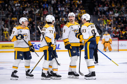 Filip Forsberg and Adam Wilsby of Nashville Predators