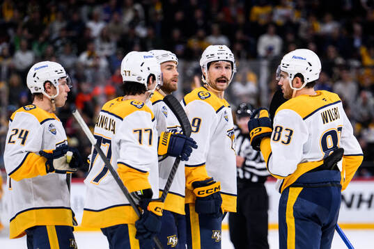 Filip Forsberg and Adam Wilsby of Nashville Predators