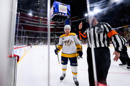 Jonathan Marchessault of Nashville Predators looks dejected
