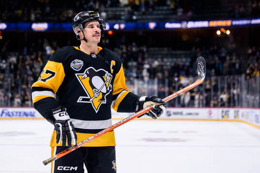 Sidney Crosby of Pittsburgh Penguins with a hockey stick