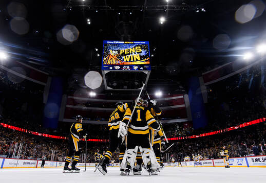 Goaltender Sergei Murashov of Pittsburgh Penguins celebrates