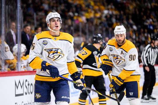 Brady Skjei of Nashville Predators looks dejected