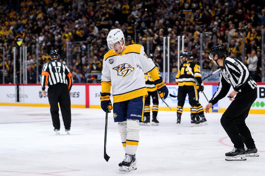 Brady Skjei of Nashville Predators looks dejected