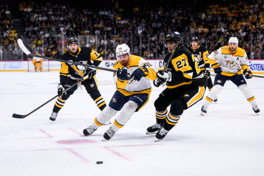 Nick Perbix of Nashville Predators and Ryan Graves of