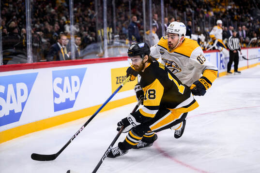 Tommy Novak of Pittsburgh Penguins and Adam Wilsby of