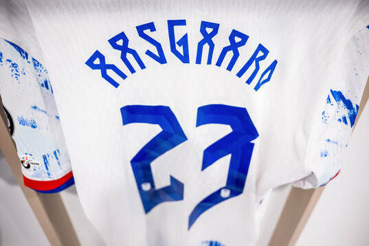 The kit of Thelo Aasgaard of Norway in the dressing room