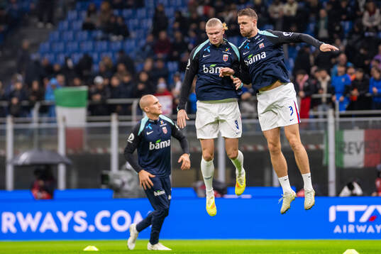 Erling Braut Haaland and Kristoffer Ajer of Norway