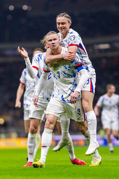 Erling Braut Haaland and Thelo Aasgaard of Norway celebrate