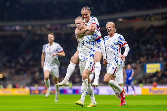 Erling Braut Haaland and Thelo Aasgaard of Norway celebrate