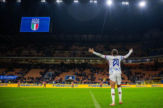 Antonio Nusa of Norway celebrates